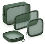 MAYCREATE Makeup Organizer Bag for Travel and Daily Use featuring 4 Sizes Mesh Pouches | Green Zipper Cosmetic Bags