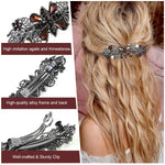 MAYCREATE Hair Accessories for Women featuring 2Pcs 3.5 in Rhinestone Snap Barrettes | Floral Alloy Clips