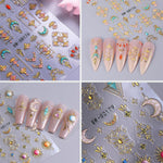 MAYCREATE 5D Embossed Nail Stickers for DIY Nail Art with Self-Adhesive Star Gems | 2PCS Set