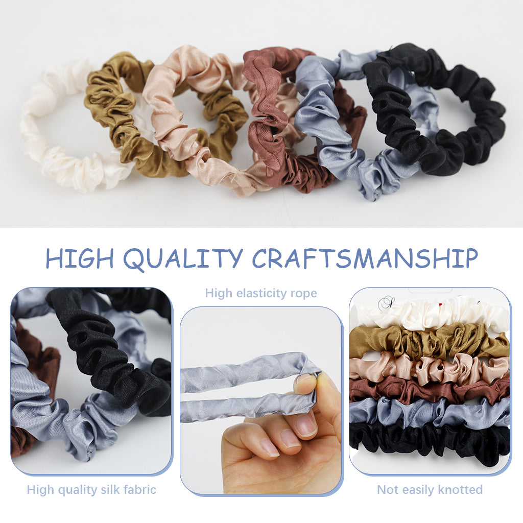 MAYCREATE Satin Hair Scrunchies 6-Colors Girls Women Elastic Hair Scrunchies Hair Ties Fashion Hair Accessories Gift for Girls