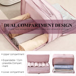 MAYCREATE Travel Organizer Bag with Handle Double Layer Expandable Zipper Pouch Waterproof Underwear Travel Bag Carry Bag for Jeans, Shirts, Pants, Underwear, 33x22x18cm