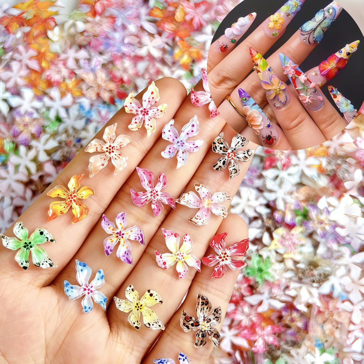 MAYCREATE® 60PCS Flower Nail Art Charms