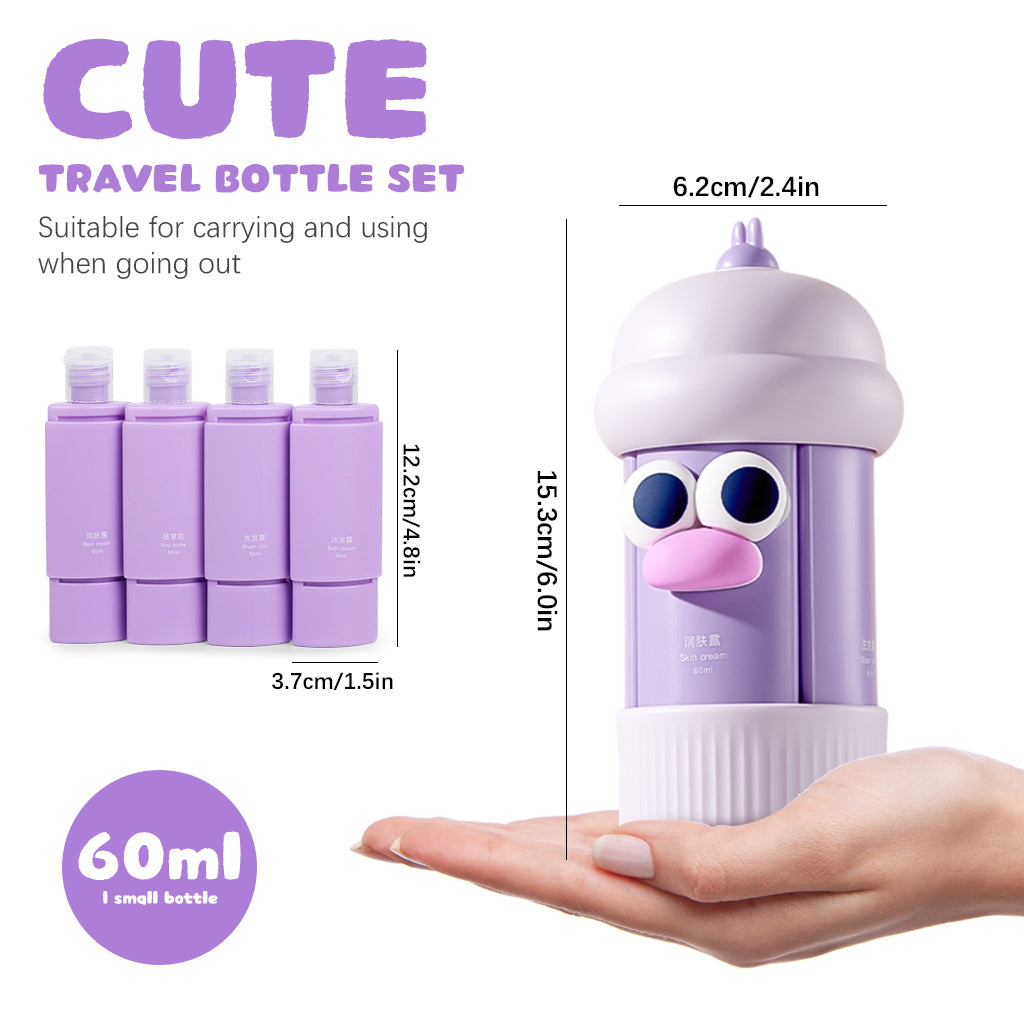 MAYCREATE® Travel Bottles Set, 4Pcs 60ml Silicone Travel Bottles Modular Toiletries Containers Leaking Proof Flip-up Lids Design for Shampoo, Shower Gel, Body Lotion, Face Cream, Moisturizer