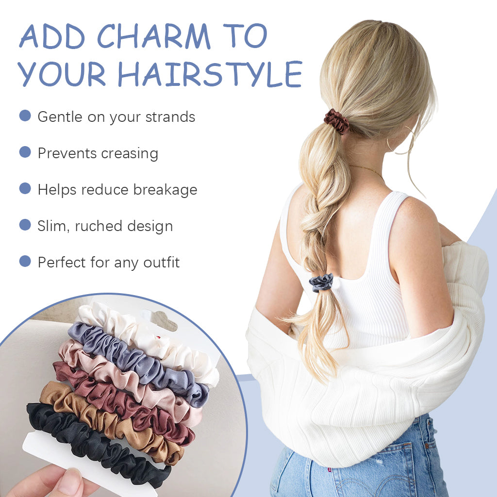 MAYCREATE Satin Hair Scrunchies 6-Colors Girls Women Elastic Hair Scrunchies Hair Ties Fashion Hair Accessories Gift for Girls