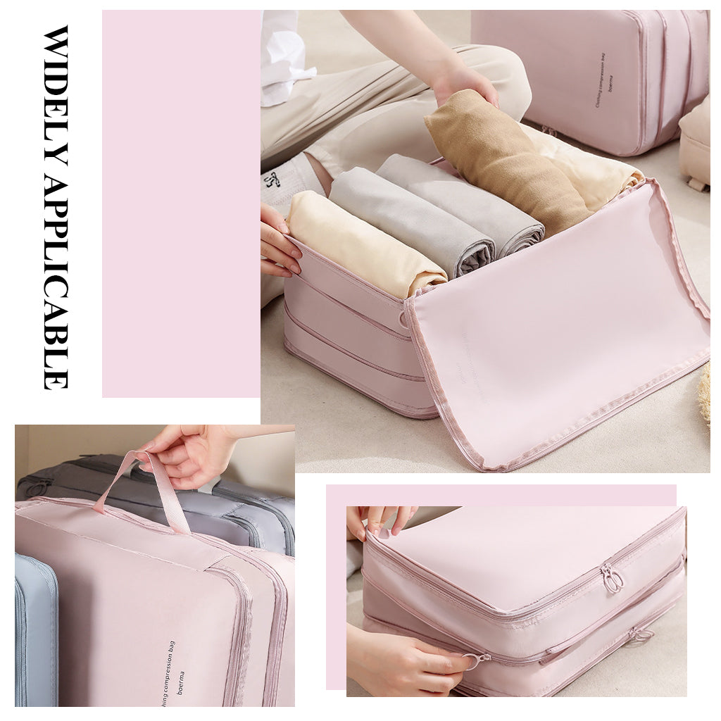 MAYCREATE Travel Organizer Bag with Handle Double Layer Expandable Zipper Pouch Waterproof Underwear Travel Bag Carry Bag for Jeans, Shirts, Pants, Underwear, 33x22x18cm