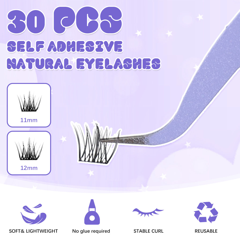 MAYCREATE 30PCS Eyelash Clusters, Wispy Lash Clusters Natural Lashes Clusters 11-12mm DIY Cluster Eyelash Extensions D Curl Individual Lashes Cluster Eyelashes Clusters for DIY Lash Extension
