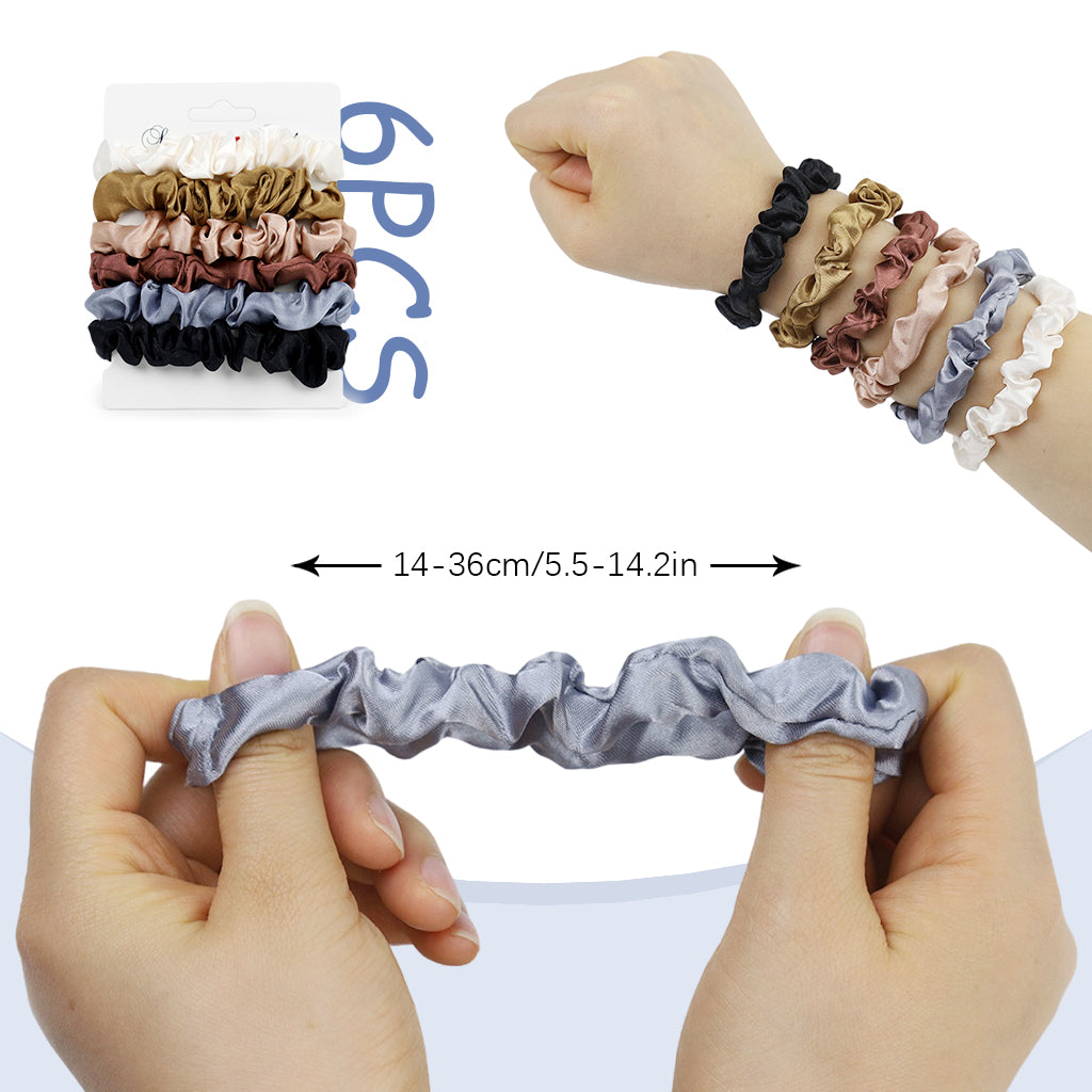 MAYCREATE Satin Hair Scrunchies 6-Colors Girls Women Elastic Hair Scrunchies Hair Ties Fashion Hair Accessories Gift for Girls