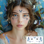 MAYCREATE 10 Sheets Butterfly Tattoo Sticker Colorful Glittering Butterfly Face Temporary Tattoos for Women Girls Waterproof Mehendi Tattoo Sticker for Eyes, Face, Hands, Body, Make Up