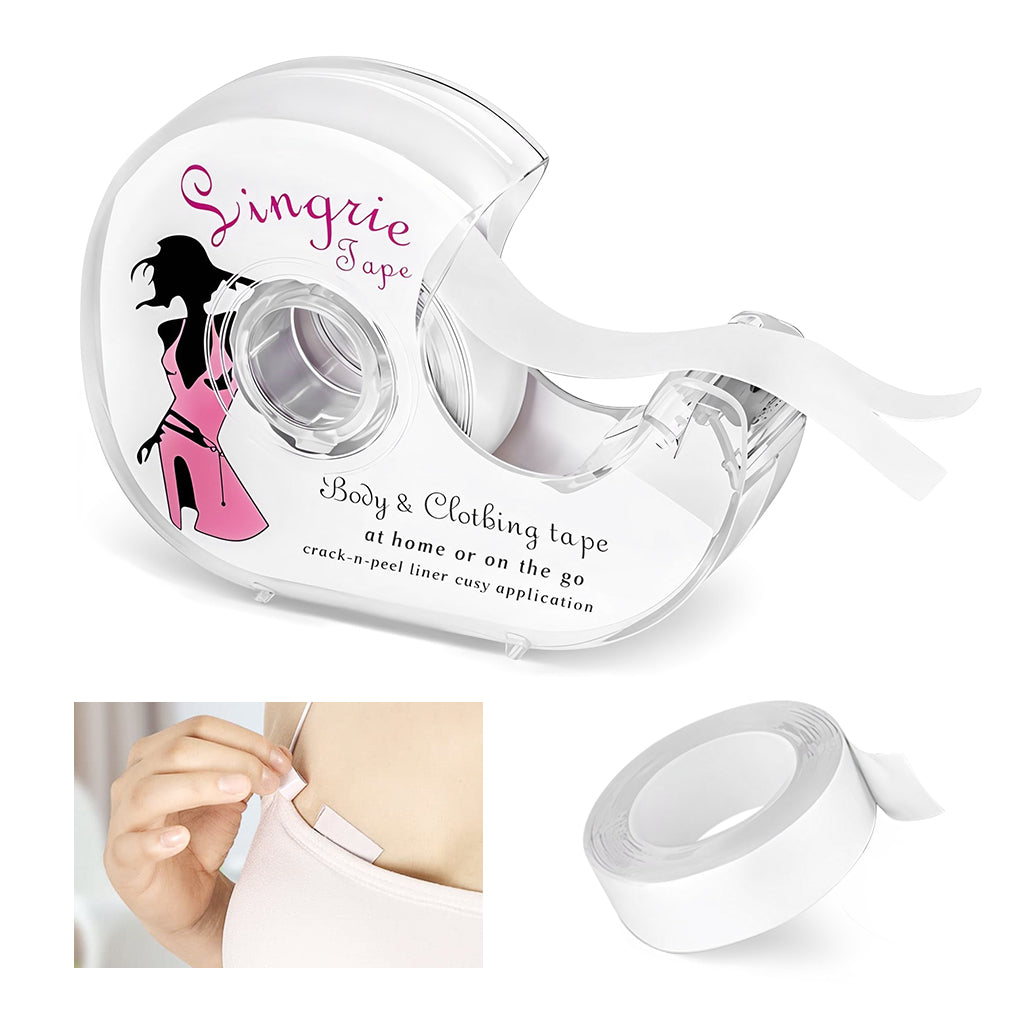 MAYCREATE Anti-exposure Tape for Shirts 5.47 Yard Adhesive Tape Dress Tape Double-Sided Invisible Modesty Tape for Clothes, Dress, Shirt, with One Roll Replacement Refill