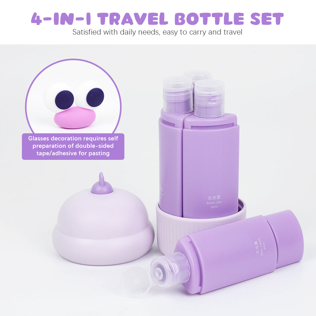 MAYCREATE® Travel Bottles Set, 4Pcs 60ml Silicone Travel Bottles Modular Toiletries Containers Leaking Proof Flip-up Lids Design for Shampoo, Shower Gel, Body Lotion, Face Cream, Moisturizer